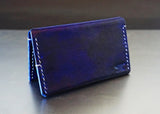 "The Magnate" Leather Bi-Fold Card Wallet - Navy Blue