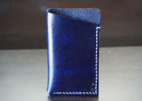 "The Minimalist" Slim Leather Card Wallet - Navy Blue