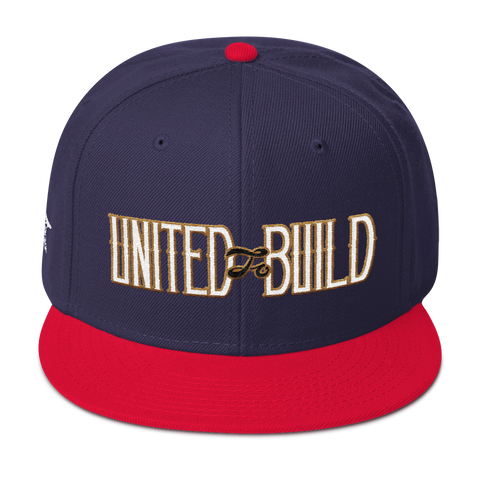 "UNITED to BUILD" Snapback Hat - Navy Blue/Red