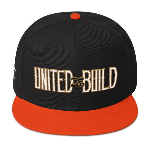 "UNITED to BUILD" Snapback Hat - Black/Orange